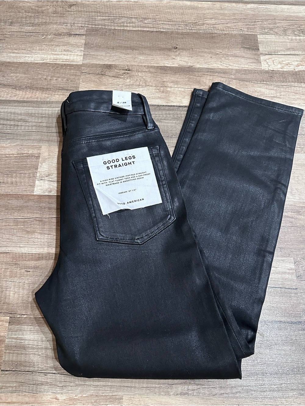 Good American Women's Straight Coated Jeans - Black